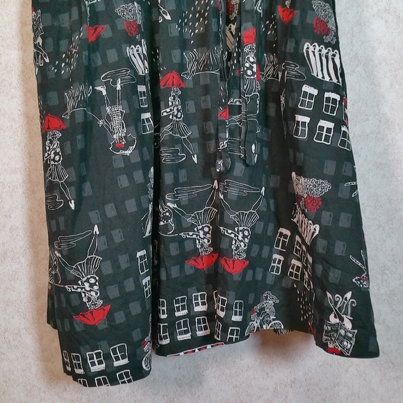 LKNW ModCloth Whimsical Goth Puff Skirt Dress Button Down, Waist Tie Lining SzXL - Picture 11 of 13